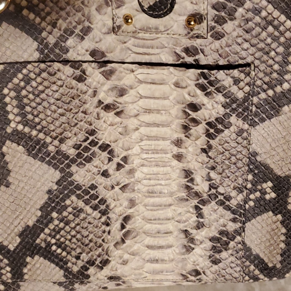 Italian Gen Leather Python Print Large Purse - image 3